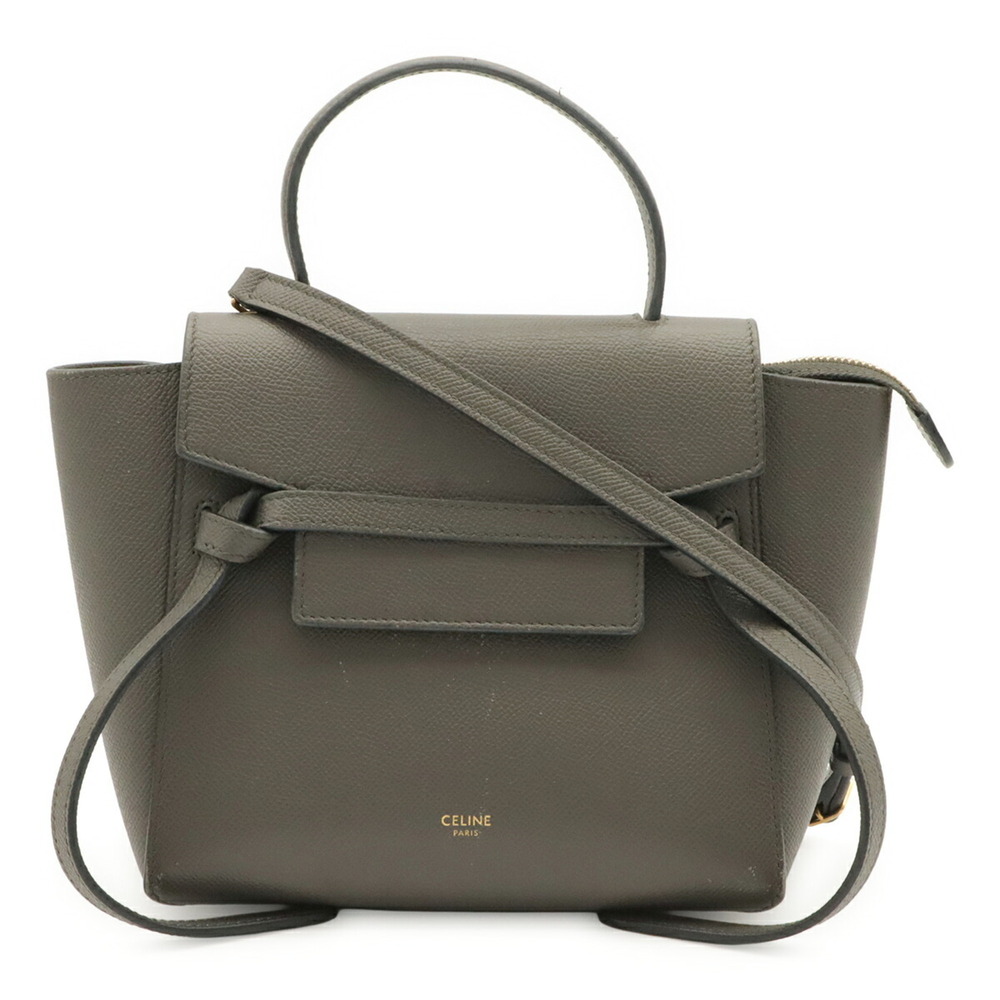 CELINE Belt Bag Nano Handbag Shoulder Leather Gray 185003